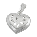 Anhänger 14x14mm Herz mit 3 Zirkonias matt-glänzend Silber 925