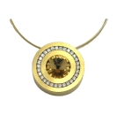 Anhänger Edelstahl vergoldet 22mm mit Kristall Elements nach Wahl