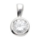 Anhänger rund 6,5mm Zirkonia Zargenfassung 925 Silber