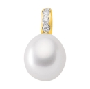 Anhänger Süßwasserperle oval 9,8x8,6mm mit Diamanten 0,06ct 14Kt GOLD