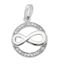 Anhänger 13,7mm Infinity Unendlichkeit mit Zirkonias glänzend rhodiniert Silber 925