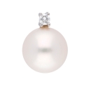 Anhänger Süßwasserzuchtperle 8,9mm mit Diamant 0,04ct 14Kt WEISSGOLD