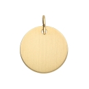 Anhänger Gravurplatte rund mattiert 14mm 14Kt 585 Gold