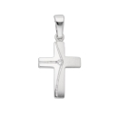 Anhänger 17,8x11,3mm Kreuz mattiert und poliert mit Zirkonia Silber