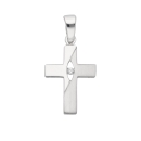 Anhänger 17,8x11,3mm Kreuz mattiert und poliert mit Zirkonia Silber 925