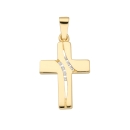 Anhänger Kreuz 12x18mm poliert mit Zirkonia 8Kt 333 GOLD