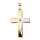 Anhänger Kreuz 14,9x23mm bicolor mit Zirkonia 8Kt 333 GOLD