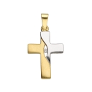 Anhänger Kreuz 11x18mm bicolor mit Zirkonia 8Kt 333 GOLD