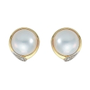 Ohrstecker Ohrclip Mabeperle und Brillanten 0,02ct 14Kt 585 GOLD