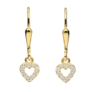 Brisur Ohrhänger Herz Zirkonia 8Kt 333 GOLD