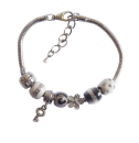 Armband Beads schwarz weiss Zirkonia Edelstahl 20cm