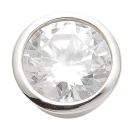 Anhnger 9,5mm Zirkonia rund in Zargenfasung glnzend rhodiniert Silber 925