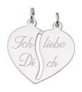 Freundschaftsanhänger Herz - Ich liebe Dich -  mit 2 Ösen Silber 925