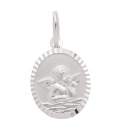 Anhänger Medaille Amor Engel oval 10x12mm in edlem 585 WEISSGOLD