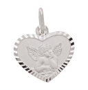 Anhänger Herz Medaille Amor Engel 585 Weissgold