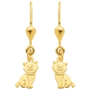 Ohrhänger Brisur Katze 14Kt 585 GOLD