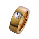 Ring aus Edelstahl vergoldet 10mm mit Zirkonia kristall