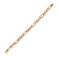 Armband 7mm Figarokette flach Silber 925 vergoldet 20, 21cm